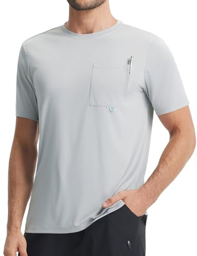 baleaf Tee Shirt Anti UV Solaire Homme, UPF 50+ Doux La Peau Transpiration avec Fonctionnalité Poche pour Cycliste Randonnée Course Running