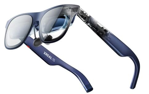 XREAL 1S AR/XR Gafas, Gafa Realidad Aumentada, 500 Pantalla Virtual, Campo Visión 52°, 3DoF Nativos, Real 3D, X1 Chip, Compatibles Dispositivos USB-C DP y iPhone17/16/15, ROG/SteamDeck