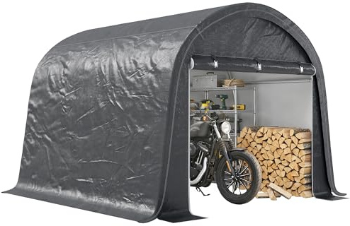 Outsunny 3x3m Garage Moto per Esterno, Tenda Garage con Copertura Rinforzata Impermeabile, 2 Ingressi a Zip, per Biciclette e Attrezzi in Acciaio Zincato, Tenda per Biciclette da Giardino, Grigio