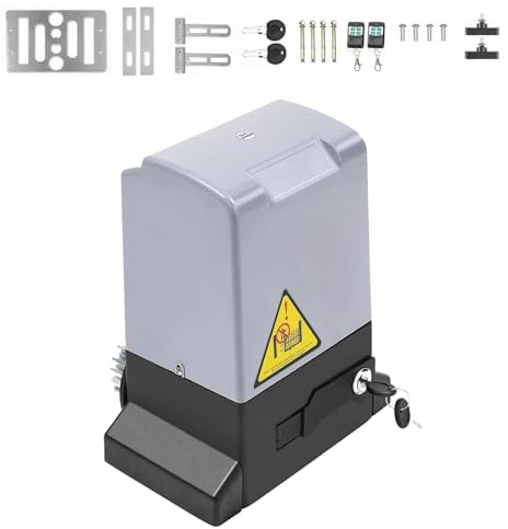 Abridor automático de puerta corredera, kit de operador eléctrico con 2 controles remotos, resistente para la mayoría de puertas resistentes, potencia de 1200 W