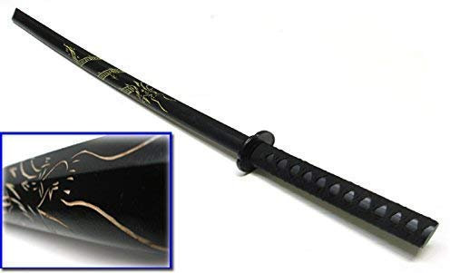 Bokken Holz Übungs - Schwert Drache geschnizt schwarz (80cm)