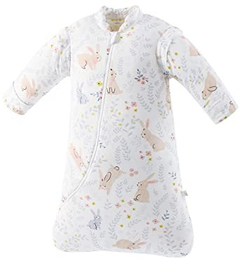 Baby Schlafsack Winterschlafsack 2.5Tog, Warm Gefüttert Baumwolle mit abnehmbaren Ärmeln für Säugling Kleinkinder, Ganzjahres Langarm Baby Schlafanzug für Neugeborene (Wunderland,Medium)