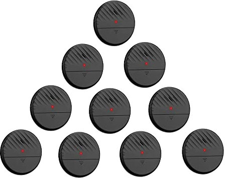 Lancoon Allarme Porta Finestra con Sensore di Vibrazione Nero 10 Confezioni 125dB Rilevatore di Antifurto Rottura Vetri Sottile Sensibilità Regolabile Indicatore LED Luce per Sicurezza Domestica