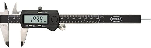 STEINLE 1321 Digital Messschieber 150 mm mit Feststellschraube, Ablesung: 0,01 mm Tiefenmaß rund