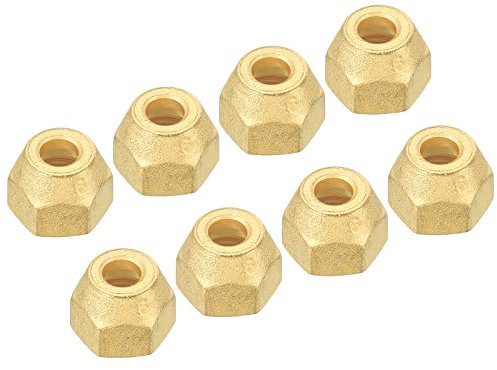 PATIKIL 1/4 SAE Gewinde Messing Leuchtkugel 8 Pack 45 Grad Bördelung Rohranschluss Muttern Hydraulik Schlauch Verschraubung für Klimaanlage Wasser Gas Leitung Matte Oberfläche