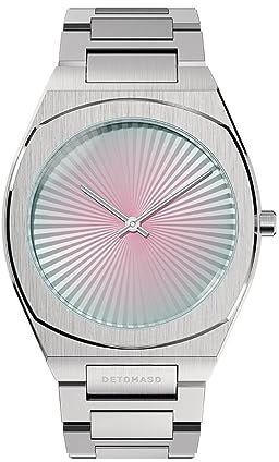 DeTomaso VOLTRE Sakura Sky Silber Rosa Damen-Armbanduhr Analog Quarz Stahl Armband Silber