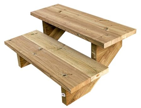 Scala esterna BERLIN, 2 gradini, Altezza 37cm, Larghezza 80cm, senza alzate, Scala in kit in Legno Autoclave- Vinuovo