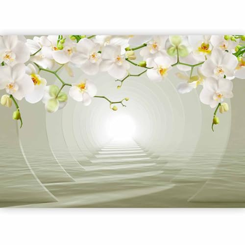 artgeist Wall Mural 3D Effect 193x138 in - XXL Peel and Stick Self-Adhesive Wallpaper Removable Large Sticker Foil Wall Decor Print Picture Image Design Tunnel Orchidee Flowers Abstract b-C-1039-a-a