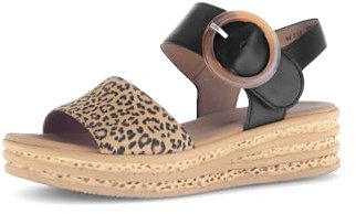Gabor Damen Sandaletten, Frauen Sandalen,Best Fitting,Sommersandalen,bequem,flach,Sommerschuhe,Freizeitschuhe,Natur/schwarz,40 EU / 6.5 UK