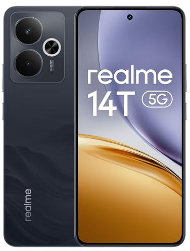 realme 14T 5G Smartphone 8+256GB, Chipset Dimensity 6300, Display Esports AMOLED 120Hz da 6,67, Capacità Super Large da 5260mAh, IP69 Impermeabile,Surf Design,NEXT Ai,Ossidiana Nera(Senza adattatore)