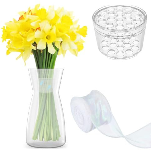 Vases en verre transparent pour fleurs - Vase en verre pour décoration de table - Vase hydroponique transparent - Arrangement floral pour herbe de la pampa, tulipes, roses - Décoration pour chambre à