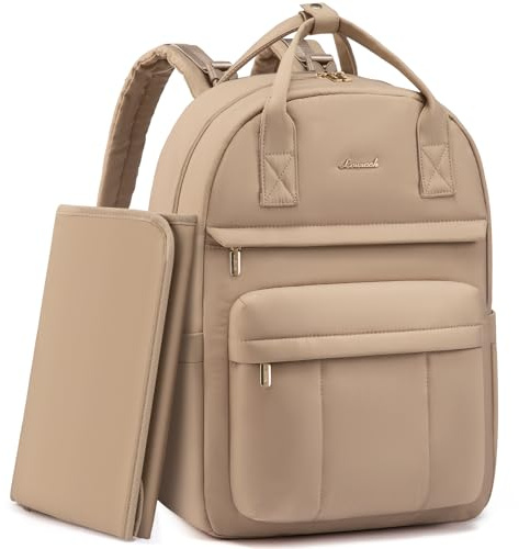 LOVEVOOK Baby Changing Bags, Large Nappy Backpack Lightweight Diaper Bag With Portable Changing Mat & Stroller Straps Maternity Pregnancy Hospital Bag Rucksack for Mom & Dad Khaki