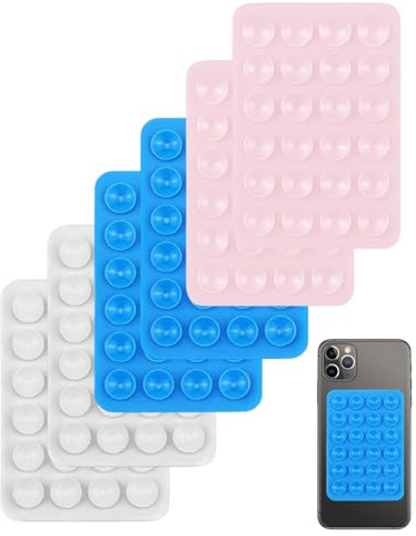 FUGLUS Adecuado para 6 Paquetes de ventosas de Silicona para Todos los Modelos de teléfonos móviles,Soportes de teléfonos móviles Antideslizantes para Selfies y Videos(Blanco, azul, rosa)