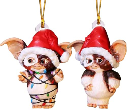 QYEHF 2PCS Adornos Colgantes navideños, Figuras de Adornos navideños para Colgar,Calcetines de Navidad, Perro Volando dragón, Llavero Colgante para la decoración de la Fiesta de Navidad bricolaje-8CM