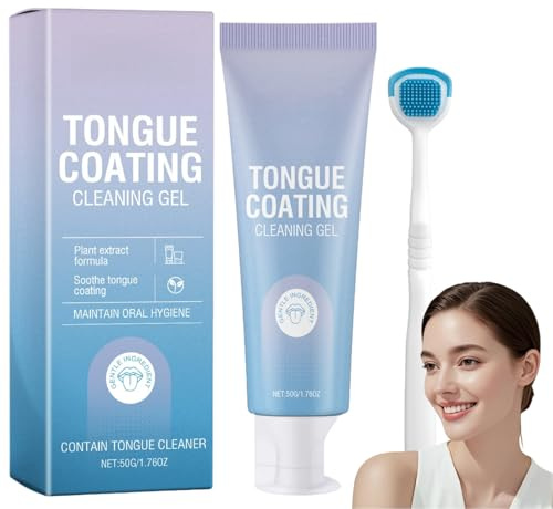 Fresh Mint Tongue Cleaner Gel with Tongue Brush, Oral Care Kit for Adults, Tongue Scrapers & Cleaners for Bad Breath Removal, Maintain Oral Health, Tongue Cleaning Gel with Brush, Oral Care & Health