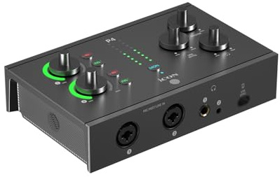 iCON Panel 4 24Bit/192kHz USB-C Audio Interface with Direct Monitoring | 24Bit/192kHz 4x2 USB-C Audio Interface, Mic Preamps, Direct Monitoring for Podcasters & Creators, Plug-and-Play.