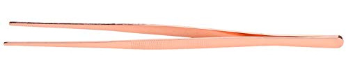 Rostfritt ståltång, lång 32 cm professionella pincett för matlagning av grillning och bakning serrerade spetsar silver gyllene och rosa guld (Rosa guld)