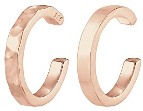 Elli Orecchini Donne Clip per Orecchio Set di 2 Aspetto Organico Minimale di Base Regolabile in Argento Sterlino 925