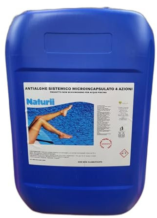Naturii 10 kg Antialghe Sistemico Alghicida 4 azioni Azzurrante, Schiarente, Battericida, Fungicida non Schiumogeno Mantenimento Piscina Made in Italy