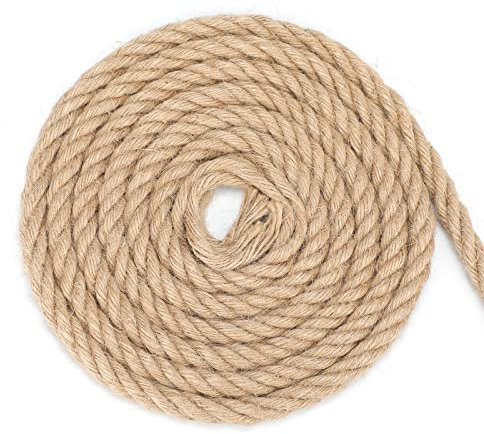 10M Cuerda de Yute 14mm,4 Capas Cuerda de Cáñamo Gruesa Cuerda rascador para Gatos para Artesanía Embalaje Decoración Jardinería Gato Rascarse