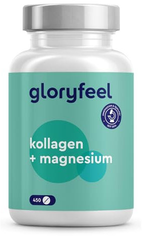 Kollagen + Magnesium - 450 Tabletten - 3600 mg Kollagenhydrolysat + 169 mg Magnesium aus Magnesiumoxid pro Tag - Für Knochen und Muskeln * - Sorgfältig laborgeprüft und ohne unerwünschte Zusätze