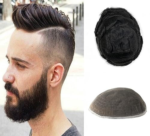 Toupet für Herren Französische Spitze Webart mit 100% Echthaar Herrenersatz für Herren（#1B）