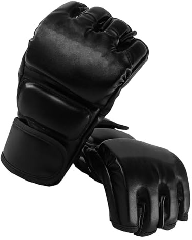 Cyrank 1 Pair Mma Gloves, Boxing Gloves Shock Absorption Half Finger Punching Gloves Mma Gloves for Men Women Training Boxing Gloves Fingerless Work Gloves for Sanda Training Muay Thai Kickboxing
