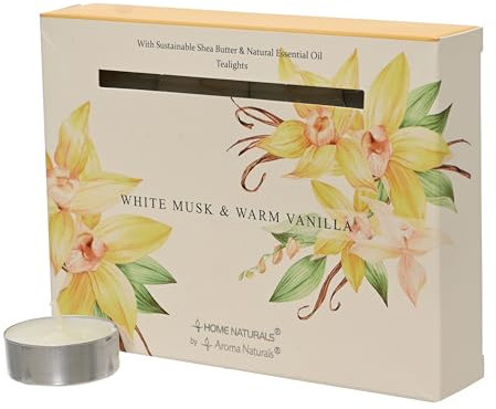 Decoris Duftkerzen Teelichter 38mm x 12 Stück - Wachskerzen mit Moschus Vanille Duft - Kerzen aus Wachs als Tischkerzen Gastrokerzen - Teelicht für Hochzeit Ostern Alltag - Creme Weiß