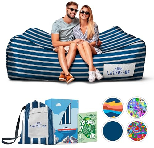 Chillbo Flap N Nap Lounger, Divano Gonfiabile Unisex, Blu Marino, XL