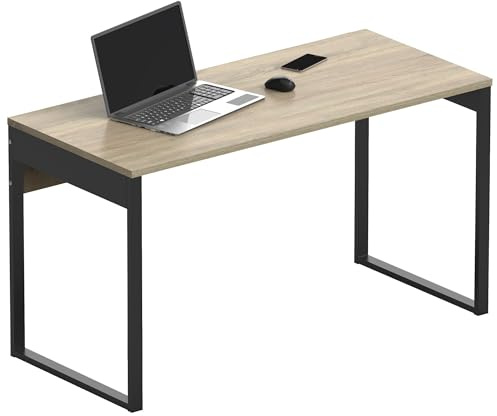 briebe Escritorio, Mesa de Ordenador Oficina, Estudio, Patas Estructura Metálica 76x135x60cm (Alto x Ancho x Profundo) Diseño Industrial, Desk, Smuk, Roble Cambrian/Negro