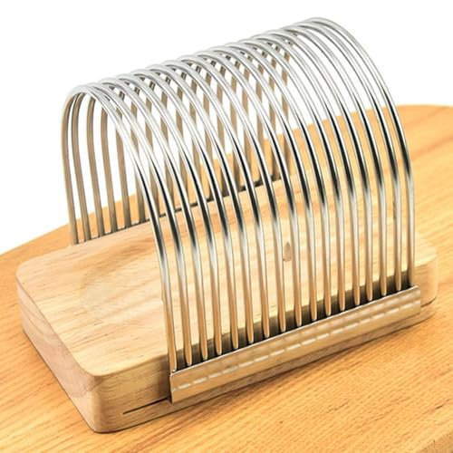 Affettatrice per pane, taglio preciso da cucina guida per affettare il pane adatto anche per patate, carne, pane e dessert, 14 x 9,3 x 10,3 cm (argento)