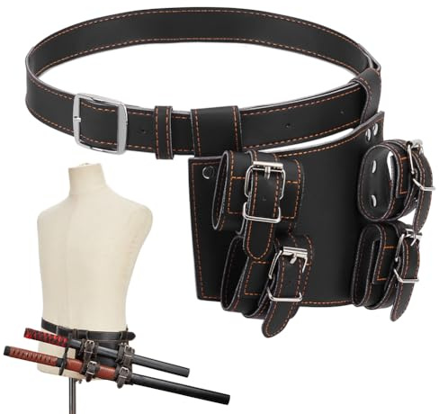 NBEADS Medieval Sword Frog Holster, Leather Sword Holster for Belt Sword Sheath PU Leather Sword Holder Renaissance Belt Rapier Holster for Dagger Knight Pirate Cosplay Costume, Black, 19x17.5x4.8cm