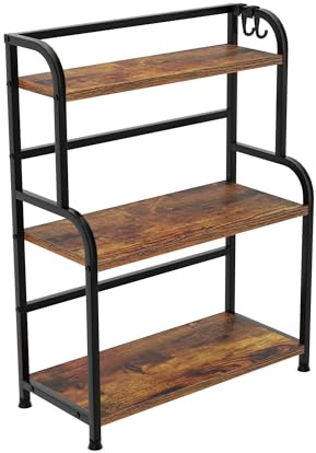 FEXPLENDID Porta Spezie per Cucina Salva spazio & Ripiano Salvaspazio Cucina | 53x40x18cm, in Metallo & Legno | – Portaspezie da Appoggio per Casa e Ufficio(SW-3-strati)