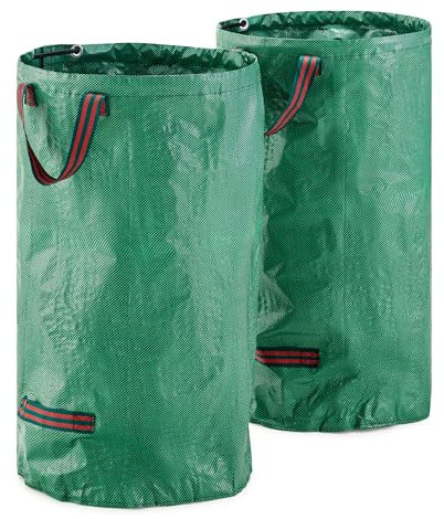 MOOWY sac à déchets de jardin en plastique robuste (2 x 120 L) – Sacs à déchets robustes et réutilisables avec poignées