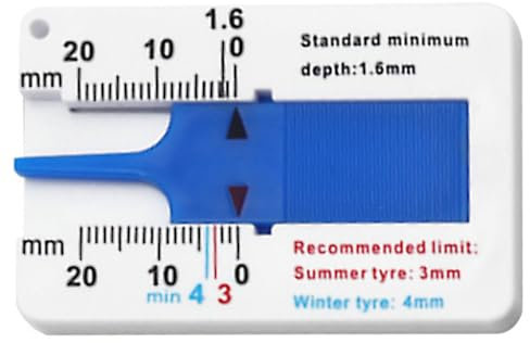 Misuratore di profondità per pneumatici, in plastica, con portachiavi, Tyre Tread Depth Gauge metro profondo Vernier calibro di profondità, strumento di misurazione