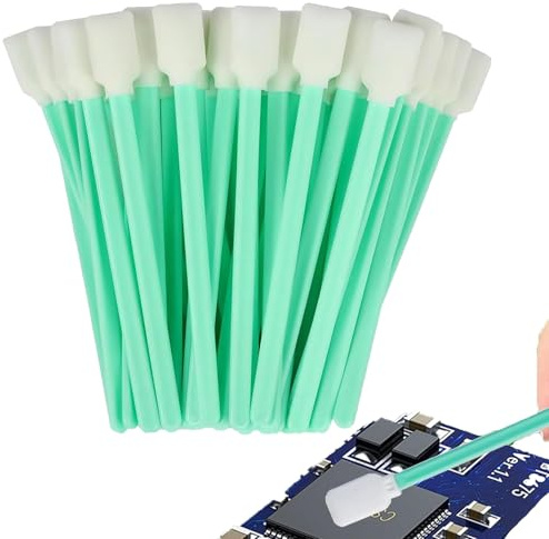 100 varillas de limpieza, esponja de limpieza larga estéril, de espuma, mini palillos de limpieza sin pelusa para drenaje, cuero alcohol, bastoncillos de algodón cabeza grande para cámara, lente