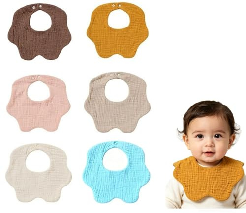 Oaygat 6 Packs Baby Bandana Dribble Bibs 6-Layer Drool Bibs Waterproof Newborn Feeding Bib Soft and Absorbent Bandana Bib with Adjustable Snaps Cotton Baby Infant Teething Bibb for Girls Boys Toddlers