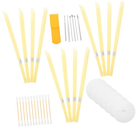 HAMPPLIES 2sets Candele per Orecchie Naturali per Rimozione del Cerume con Dischi Protettivi di Pulizia delle Orecchie per Adulti Design Forma di Corno per Comfort e Relax
