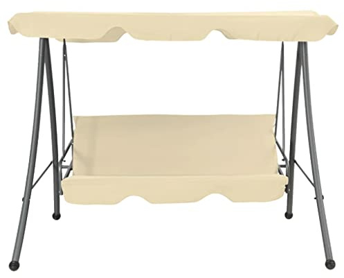 Generico Panchina a Dondolo da Giardino con Baldacchino Bianco Sabbia,Casa e Giardino,Prato e Giardino,Vita all'aperto,Altalene da Patio,Bianco,31.4 kg,43237
