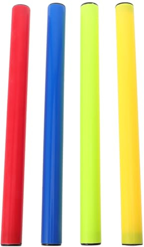Kisangel Relay Race 4 Pcs 2.8cm Plastic Track Racing Stick | Multi Colour, Lightweight Smooth Rolled Edge, Adults and Boys and Girls, for Track and Field Races Random Color