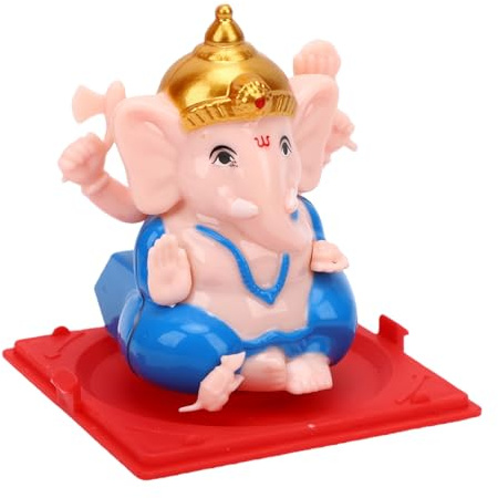 OVAQUIXI Figura de Elefante Oscilante Solar, Decoración de Ganesha Oscilante Automático con Sensor de Luz para Coche, Hogar, Oficina y Tienda, 2 uds. (Blue)