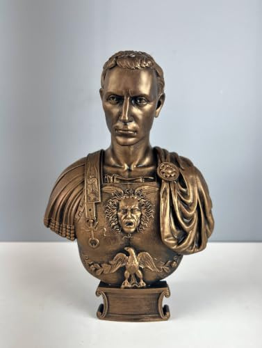 HISTONICA Julius Caesar byststaty, 25 cm/10 tum, grekisk staty, statydekor, skulptur konst (brons)