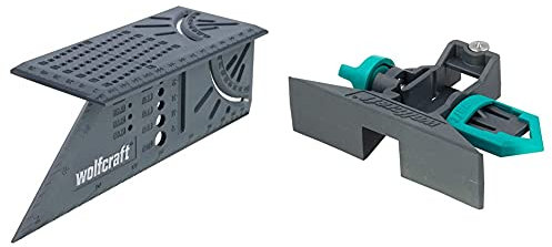 Wolfcraft 5221000 gramil para metros plegables, para trazar y dibujar piezas de trabajo PACK 1, Negro y verde + 5208000 - Escuadra (Regla) 3D