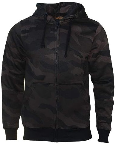 ROCK-IT Apparel® Kapuzenjacke Camouflage Herren Heavy Hoodie Sweatjacke Männer Zipper Hoody Workerhoodie Pullover S-5XL mit Reißverschluss Und Fleece-Innenseite Dark Camo 4XL