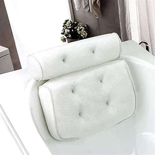Luxury Bath Pillow for Tub – Soft 3D Mesh Spa Cushion with 6 Strong Non-Slip Suction Cups – Ergonomic Neck, Shoulder & Back Support – Quick Dry, Fits All Bathtubs