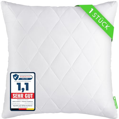 Gentle North Kopfkissen (80x80 cm groß) - Kissen für Bett und als Dekokissen - Mit Reißverschluss für Füllung - Sofakissen - Zierkissen für Couch und Sofa - Ökotex - Waschbar bis 60° - Weiß