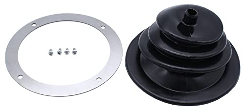 GSKMOTOR Shift Boots Gear Shift Hand Brake Lever Boot Plate Kit Black Small Rubber Round 5.250in