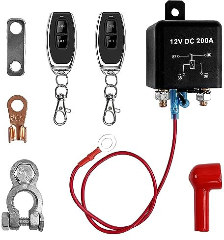 Interruttore di Scollegamento Batteria Remoto 12V, con Doppio Telecomando, DC12V 200A Staccabatteria, per Auto, Marine, Barca, Interruttore di Spegnimento della Batteria