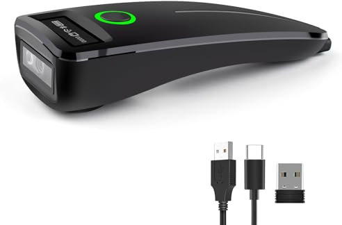 JIAN Boland Bluetooth Mini Barcode Scanner, Tragbarer 1D 2D Code Scanner, Bluetooth kompatibel, Kleiner USB QR Code Scanner Barcode Scanner für Inventarbibliothek (W7)