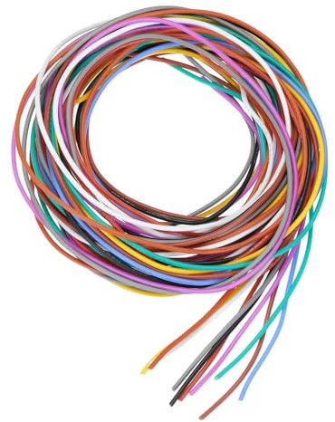 QUARKZMAN Cable de Conexión de PVC Calibre 24 de 1,5 m/5 Pies Alambre Eléctrico Flexible de 24 AWG Carrete de Alambre de Cobre Estañado 10 Colores 0,16 cm de Diámetro